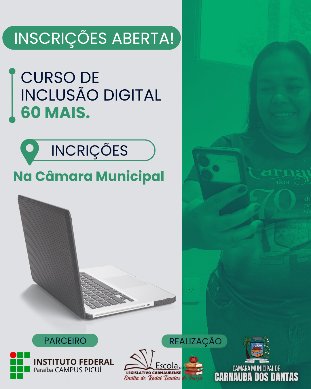 Inscrições para o Curso de Inclusão Digital.